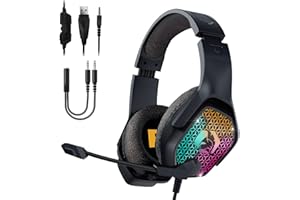 EMPIRE GAMING - H-3 Gamer RGB - do PS5, PS4, Xbox, Switch, PC, Mac, smartfonów, tabletów - Pilot - Dźwięk stereo o wysokiej rozdzielczości - Elastyczny mikrofon - czarny