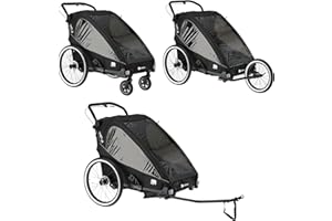 Deryan Remorque Velo 2 Enfants de Luxe 3en1 Poussette Duo