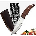 Perkin Kitchen Chef Knife with Leather Sheath Multipurpose Knives Outdoor Camping BBQ Knife - 606S