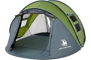 HUI LINGYANG Tenda pop-up facile per 4 persone, 24 x 17,8 x 132 cm, impermeabile, installazione automatica, 2 porte, tende familiari istantanee, per campeggio, escursionismo e viaggi