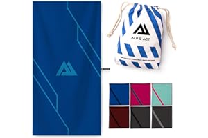 ALP & ACT Serviette Microfibre Sport - 100% Recyclée - Super LÉGÈRE & Séchage Rapide - Grande Serviette : Musculation, Tennis, Salle de Sport - Drap de Bain, Serviettes de Bain, Bleu Glacier 140x70