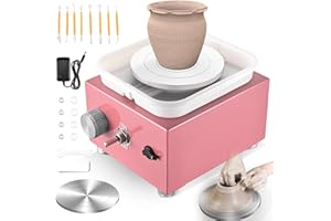 Pottery Wheel, Helangel Mini Pottery Wheel with Strong Motor 2000RPM Adjustable Speed, Potters Wheel with 10/6.5cm Plates and Sculpting Tools, Ceramic Pottery Tools Pottery Kit for Kids and Adults