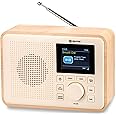 Denver Portable DAB+ Digital Radio – Made Using BioPlastics – Bluetooth Radio With FM, Dual Alarm, Battery & Mains Powered, Snooze & Sleep Timer, Large Colour Screen – DAB-60