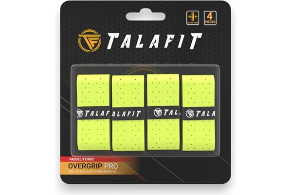 TALAFIT Pack 4 Grips Padel - SURGRIP Padel- Grip Tennis - Grips Raquette Padel - PERCAGES- Accessoires Padel - Maximum Grip