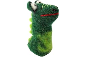 GURU SHOP Handgemachte Fingerpuppe aus Filz - Drache/grün, Wolle, 9x4x3 cm