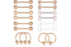 Mayhoop 14G Piercing Teton Mamelon Acier Chirurgical Coeur Opale Papillon Chat Diamant Nippel Piercing Bijoux pour Femme