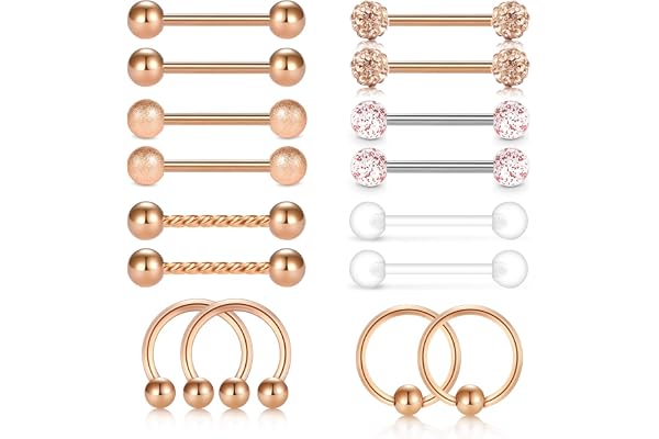 Mayhoop 14G Piercing Teton Mamelon Acier Chirurgical Coeur Opale Papillon Chat Diamant Nippel Piercing Bijoux pour Femme
