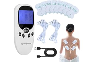 Xumann TENS Machine for Pain Relief, Dual Channel Digital Electronic Muscle Stimulator Machine with 6 Massage Modes and 8 Replacement Pads for Back/Neck/Shoulder/Leg/Calf Pain Relief