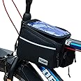Yumin Polyester Bicycle Double Sided Handlebar Front Frame/Tube Bag with Waterproof Touch Screen Bicycle Pouch Mobile Phone Holder, Cycle Accessories, Black
