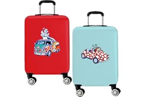 BERGNER Set 2 Maletas de Viaje kukuxumusu, 56,5x42x21 cm Cada una - en ABS y policarbonato, 4 Ruedas 360 y candado, kukuxumusu, Roja Y Turquesa