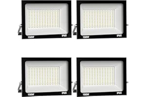 ROYANA 4pcs 150W 15000LM Projecteur LED Extérieur 3000K Blanc Chaud Spot LED Extérieur IP65 Etanche Projecteur LED pour Terrasse Jardin Parc Garage Cour Entrée