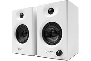 OHAYO C6 Bookshelf Speakers with 60W Peak Power, Stereo 2.0, Active Bluetooth 5.3, RCA/AUX/USB Input,Integrated Sound Card for Music and Gaming, PC Speaker for Desktop PC,TV or Laptop, White