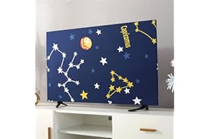 Hixingo Cubierta Antipolvo TV, Cubierta Television Funda para Televisor Universal Elástico Cubierta de TV Protector TV Protector de Televisión, Decorativo Dormitorio (22inch,Constelación)