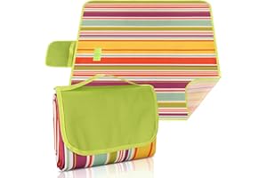 Ninonly Nappe Pique Nique Impermeable 200x200cm Tapis de Plage Anti Sable Grand Portable avec Poignée pour Randonnée Voyage Jardin Orange