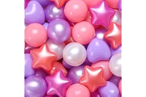 GOGOSO Ball Pit Balls 100 200 500 Pcs,Plastics Balls for Baby Toddlers Kids, Stars Hearts Shape for Pool,Play Tent,Party