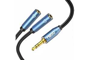 MillSO Rozdzielacz słuchawek, 3,5 mm, kabel audio stereo Y, męski na 2 żeński, Aux, rozdzielacz słuchawkowy do telefonów, słuchawek, głośników, tabletów, komputerów PC, odtwarzaczy MP3, 30 cm