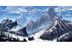 MIRRORANG 120x50cm Pollici Cartone Animato Inverno Neve Montagna Acquario Sfondo Qomolangma Paesaggio Naturale Blu Cielo Chirstmas Capodanno Acquario Sfondo Vinile Sfondo