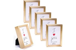 Winlor Cadres photo, mini cadres photo pour bébés, 2 x 3 pouces, lot de 6, pour décoration d'intérieur, cadres photo Polaroid avec aimant souple, aimants de Noël mignons pour réfrigérateur, dorés