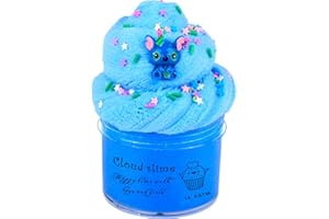 JAMDESDW Fluffy Blue Cloud Slime, Super Soft and Non-Sticky Cloud Slime Kits for Girls, Educational Stress Relief Toys for Kids Slime Party Favors