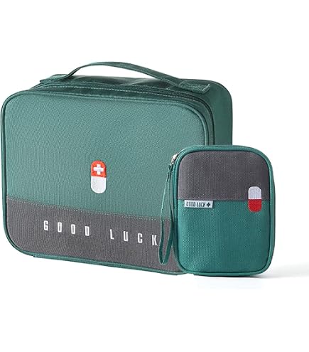 WuGU Trousse De Secours Vide Grande Capacité + 2 Piluliers – Sac Médecine étanche Portable, Double Compartiment, Pour Voyage, Randonnée, Maison, Voiture