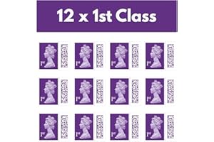 ZAIZAH 12 x 1st Class Orignal Barcoded Stamps Royal Mail Self Adhesive UK Letter Postage Stamps for Postage - Purple