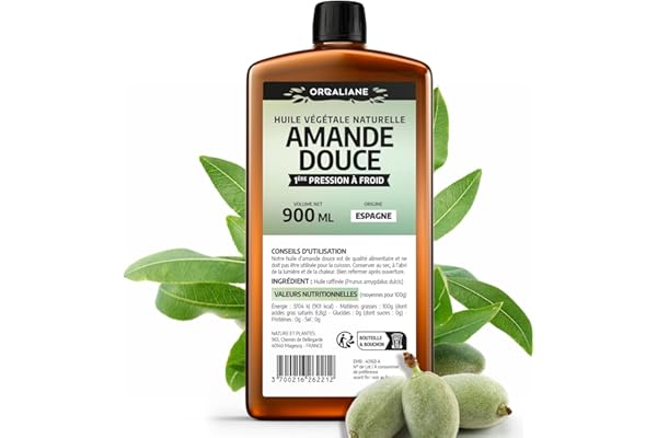 Huile d'Amande Douce 900 ml - 100% Naturelle - Pression à froid