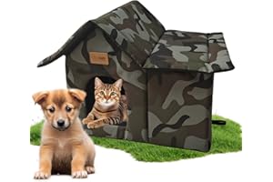 BORDEAG Casa para Gatos Al Aire Libre,Refugio para Gatos Callejeros,Al Aire Libre Refugio para Cachorros,Refugio Plegable con Forro De Esponja para Animales Pequeños,con Un Peso Inferior A 15 Kg,54x45x38Cm