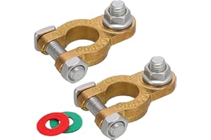 Dacitiery 1 Paar Batterieklemmen 12V 24V Batterie Polklemmen mit M8 Bolzen Autobatterie Steckverbinder Pole Klemme Universal Klemme Messing Steckverbinder für Auto Automobil Schiff Transporterakku