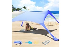 CUUPO Tente de plage de 2,1 x 2,1 m, protection UV UPF50+, petite tente d'extérieur avec 2 poteaux pour camping, plage, pêche, arrière-cour et pique-niques, bleu roi