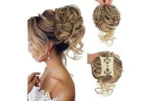 SJZDYLXY Claw Messy Bun Hair Pieces Clip Wavy Curly Hair Chignon Clip in Hairpieces Tousled Updo Donut Hair Bun Synthetic Hair Ponytail for Women Girls