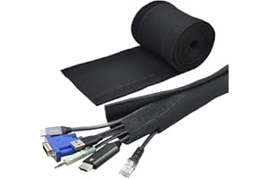 YOSH Guaina per Cavi Neoprene con Chiusura 【203 cm】Raccogli Cavi Copricavi TV Impermeabile Sicuro PC Computer Desk Ufficio Pulito e Ordinato, e fili Tagliabile e DIY Flessibile(Nero)