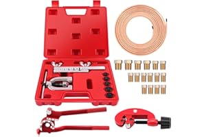 KAOLALI Kit Tuyau Frein Voiture, Ligne Frein en Acier Cuivré 7.6 M, Ø4,75mm, avec 16 Raccords + 4 Connecteurs, 3 en 1 Cintreuse Tube Cuivre, IdéAl pour Les SystèMes De Freinage Hydrauliques De Voiture