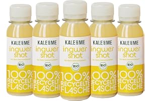 Kale&Me Lot de 9 bouteilles To Go de 100 millilitres de gingembre épicé, jus de pomme et jus de citron, production régionale, sans additifs et végétalien
