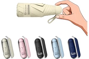 BAODINI Podróżny mini parasol do torebki z etui-mały kompaktowy parasol chroniący przed promieniowaniem UV lekki mały parasol kieszonkowy UPF 50+ dla kobiet dziewcząt mężczyzn