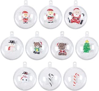 Marry Agissant 10 Pcs Transparent Remplissables Boule Fill Able à Clipser Boule 40 Mm 20 Pcs De Noël Jardin Féérique Miniature Ornement Home Diy