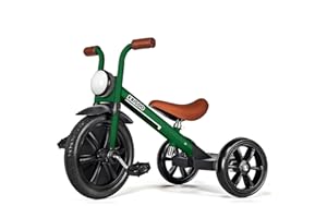 KRIDDO Kids Tricycles Age 2 Years to 5 Years, 12 Inch Puncture Free Rubber Wheel w Front Light, Kids Trike for 2.5 to 5 Year Old, Gift Toddler Tricycles for 2-5 Year Olds, Trikes for Toddlers, Green