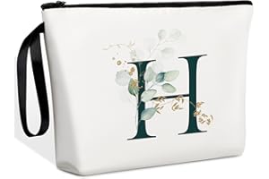 Photect Personalised Makeup Bag Gifts A-Z Makeup Bag Gifts Initial Bag Cosmetic Bags Bride Birthday Gift Bag Wedding Gifts for Women Mom Sister Friends(H)