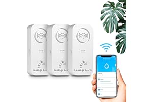 TOWODE WiFi Water Detector Water Alarm (2.4G WiFi), 90dB Water Sensor Alarm and App Alarm, Wireless Water Alarm for Pipes, Bedroom, Kitchen, Bathroom, Basement (Pack of 3)