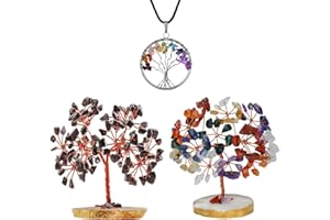 ABHISUBYA Chakra Tree - Money Tree - Black Tourmaline - Reiki Crystals - Spiritual Decor - Crystal Bonsai Tree - Seven Chakra Crystals - Housewarming Gifts for Women