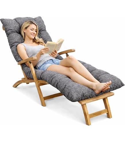 PillowPrim Ligkussen, stoelkussen, tuinstoelkussen, voor tuinstoel, stoel, kussen voor zonnebed, voor buiten, 50 x 160 cm, bruin