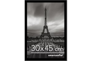 Americanflat Cadre Photo 30x45 cm Noir - Bois MDF avec Vitre Plexi Poli & Matériel de Suspension - Cadre Photo 45x30 cm pour Suspension Horizontale ou Verticale