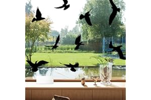 HEDMON 37 Stück Upgrade Groß Fensteraufkleber Vogelschutz,Vögel Anti-Kollision Fensterfolie, Abnehmbar Fensterbilder Vogelaufkleber für Fensterscheiben, Glastüren, Vogelabwehr Fenster Sticker-Schwarz