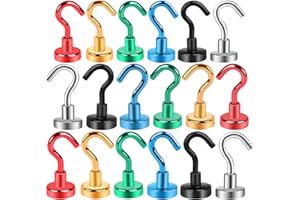 Aenienoe 18Pezzi Calamita con Gancio Potente Piccole Ganci Magnetici Extra Forti Neodimio non c'è bisogno di Fare Buchi Magneti Frigotelaioin Ferro,Soffitto,Cucina,Pesante 3 di ciascuno dei 6 colori