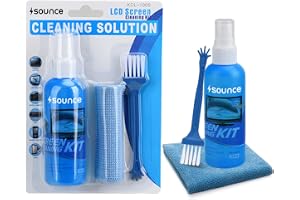 Sounce 3 in 1 Cleaning Kit Set for Screen PC, Laptops, Monitors, Mobiles, LCD, LED, TV/Professional Quality/Prevents Static Electricity, 100ml with Micro Fiber Cloth and Brush