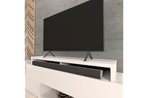 Henor Doppelter TV Riser aus Holz, 140 x 35 x 15 cm, Weiß Unterstützt +100 kg.