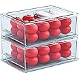 YekouMax Fridge Organisers, Stackable Kitchen Storage, cupboard organiser, Fridge Storage, Clear BPA-Free, fit for Kitchen, Refrigerator, Cabinet, Counter (Set of 2, 11,81 x 8,11 x 4,53 inches)