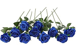 JUSTOYOU Bouquet di Fiori di Seta Rosa Artificiale Home Office Composizioni di Nozze Blu (10 PZ)