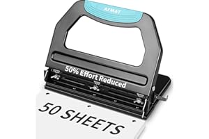 AFMAT Hochleistungs-3-Loch-Locher, Stabil und Kräftig für 50 Blatt Locher Groß, Hole Puncher 50% Weniger Kraftaufwand, Büro Loche Metall-Papierlocher für Büro, Schule und Zuhause, Schwarz