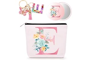 Bingtoo Personalisierte Geschenke Frauen, Kosmetiktasche mit Schlüsselanhänger und Spiegel, Make Up Tasche Kulturbeutel Makeup Bag, Geburtstagsgeschenke für Teenager Mädchen Mama Beste Freundin (E)