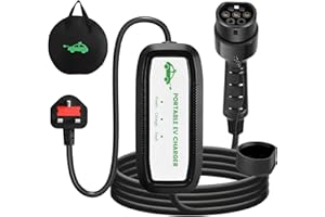 FNRIDS 8M EV Charger Cable Type 2 to 3 Pin Plug, 13Amp Electric Car Charger with LED Indicators, 3.3KW EV Car Charger, IP54 Waterproof, EV Charging Cable with Bag for Type 2 EVs and PHEVs